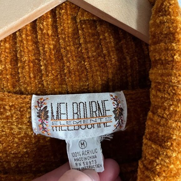 Vintage Melbourne Elements Mustard Chenille Turtleneck Sweater M Oversized Cozy - Picture 3 of 5